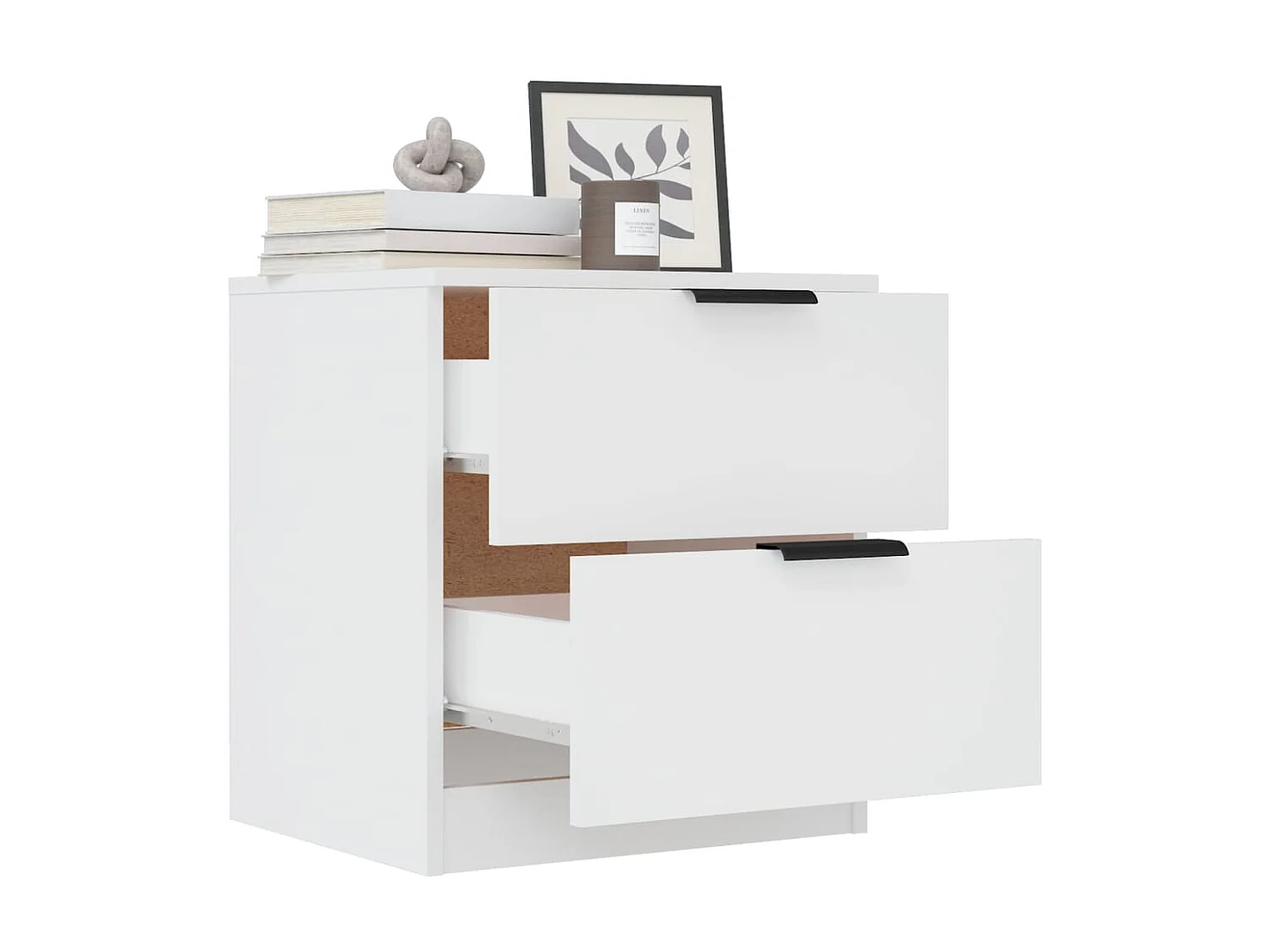 Tables de chevet 2 pcs Blanc Bois d'ingénierie