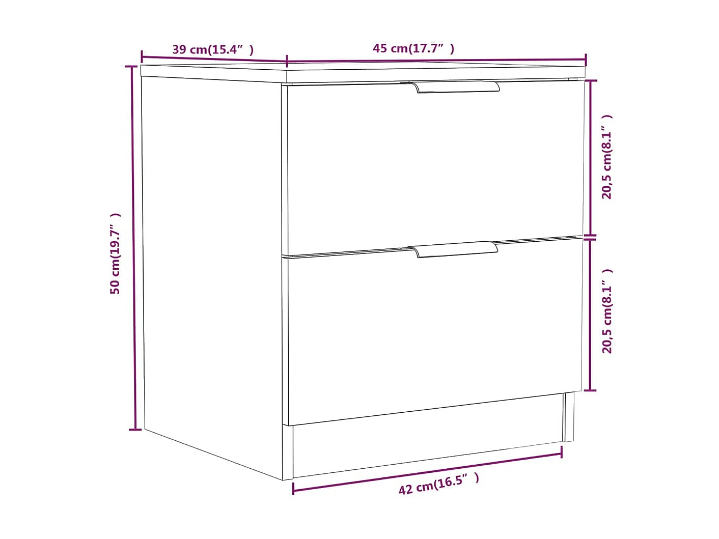 Tables de chevet 2 pcs Blanc Bois d'ingénierie