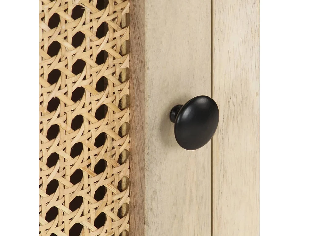 Table de chevet 40x30x50 Bois de manguier et canne naturelle