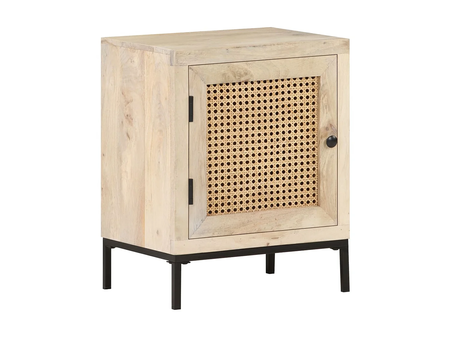 Table de chevet 40x30x50 Bois de manguier et canne naturelle