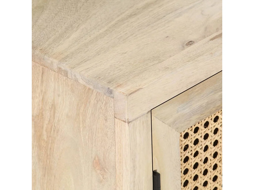 Table de chevet 40x30x50 Bois de manguier et canne naturelle