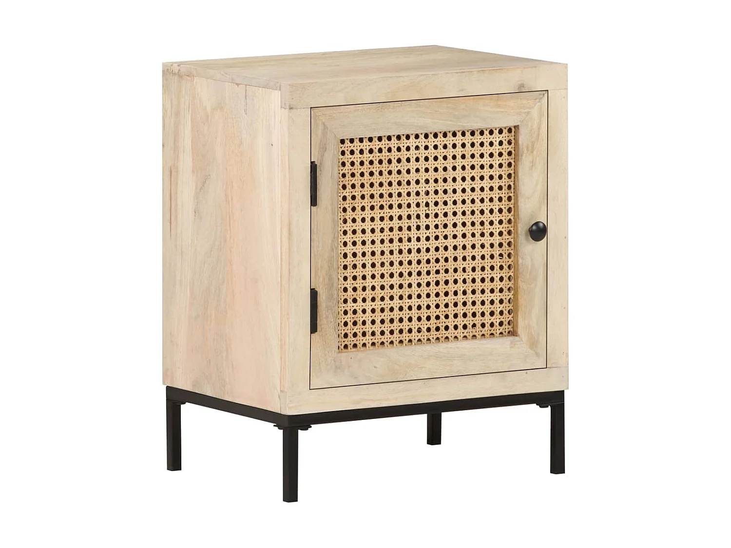 Table de chevet 40x30x50 Bois de manguier et canne naturelle