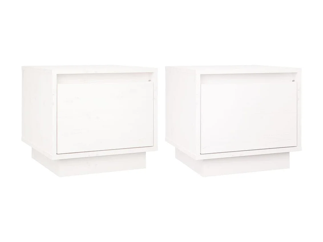 Tables de chevet 2 pcs Blanc 35x34x32 Bois de pin solide