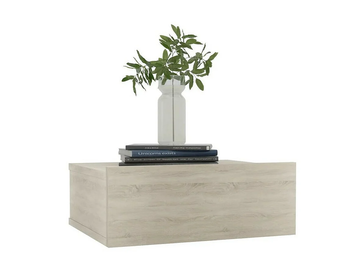 Table de chevet suspendue 1 tiroir bois chêne clair Komen