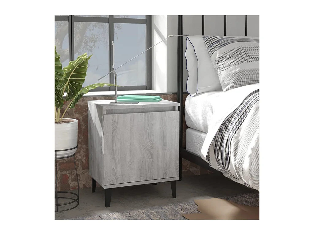 Tables de chevet pieds en métal 2 pcs Sonoma gris 40x30x50