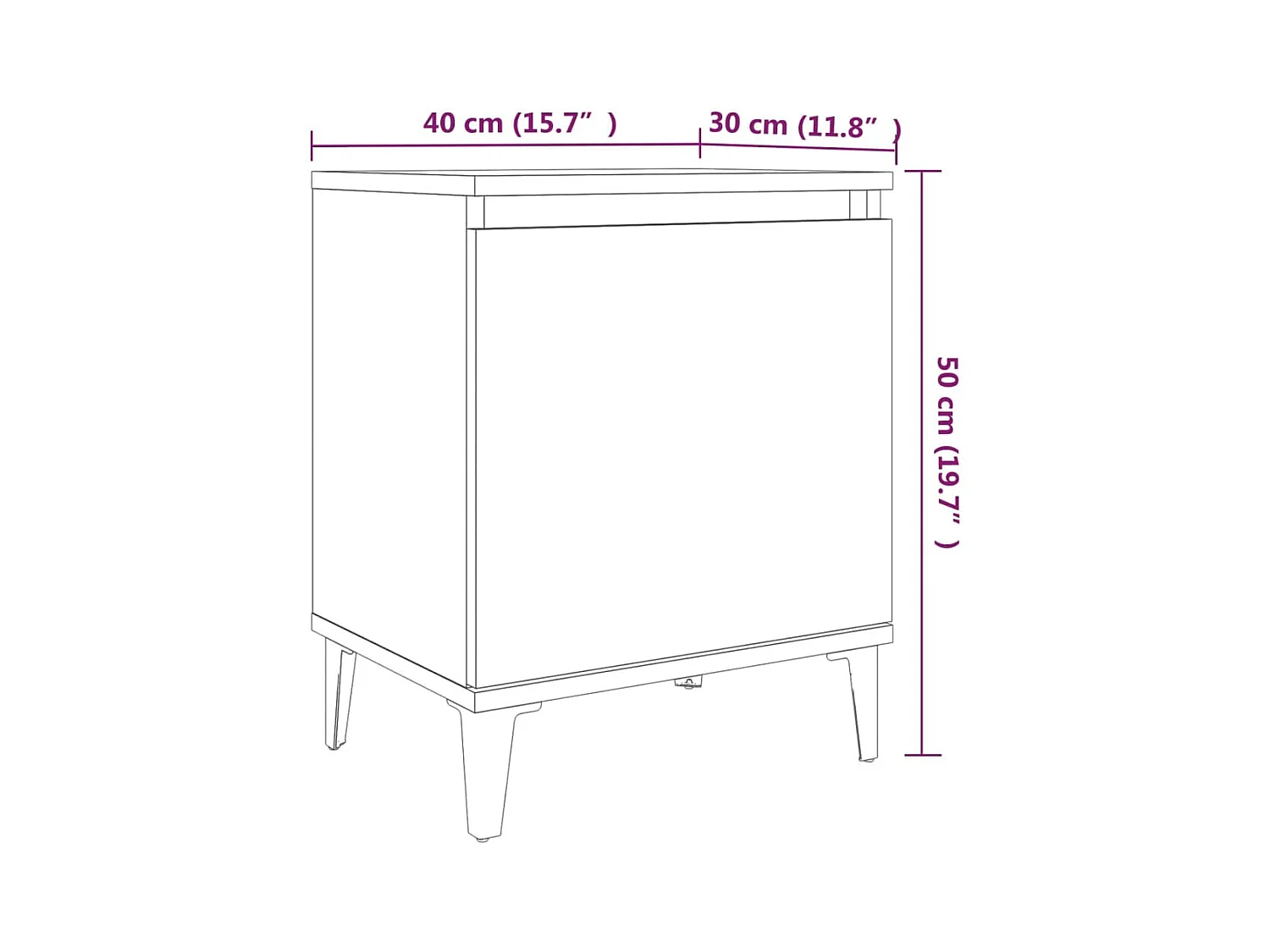 Tables de chevet pieds en métal 2 pcs Sonoma gris 40x30x50