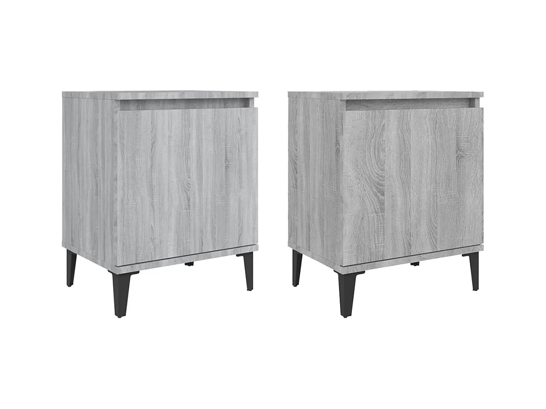 Tables de chevet pieds en métal 2 pcs Sonoma gris 40x30x50