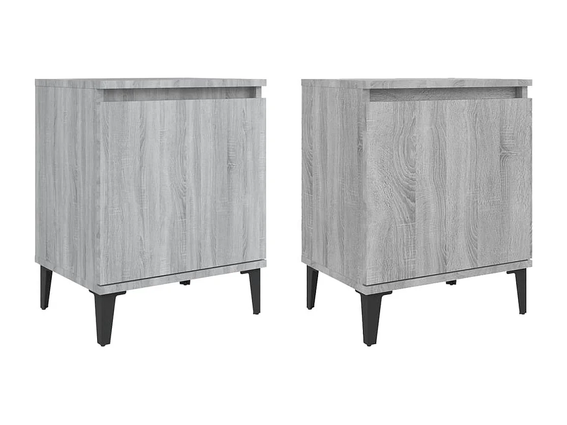 Tables de chevet pieds en métal 2 pcs Sonoma gris 40x30x50