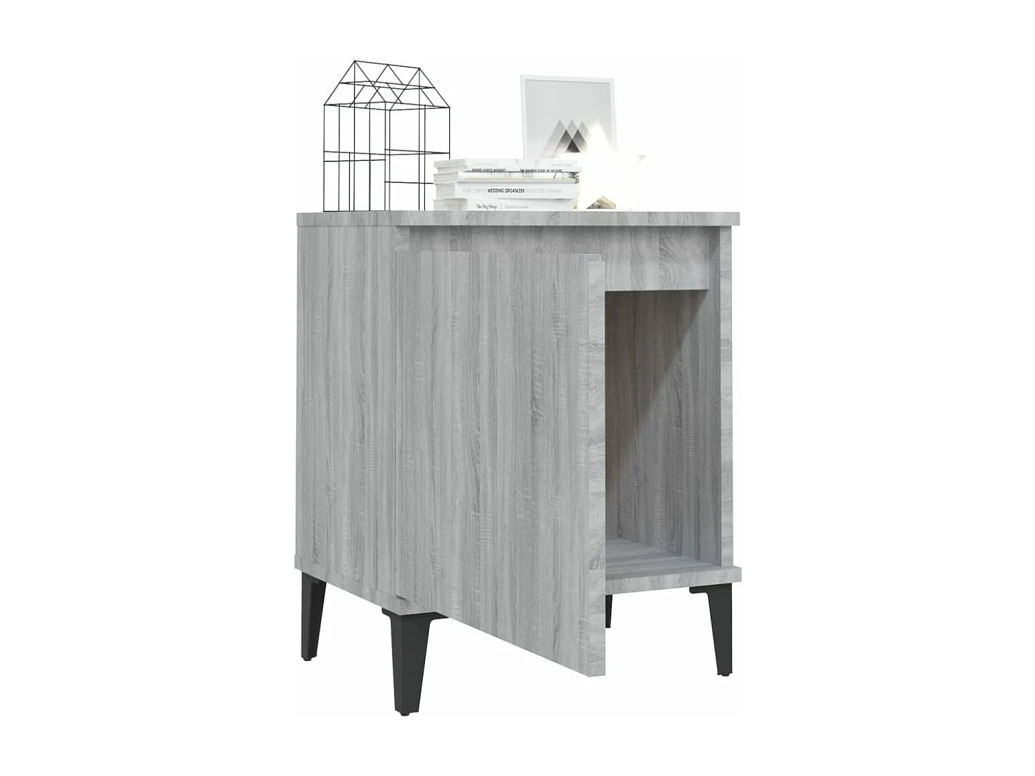 Tables de chevet pieds en métal 2 pcs Sonoma gris 40x30x50