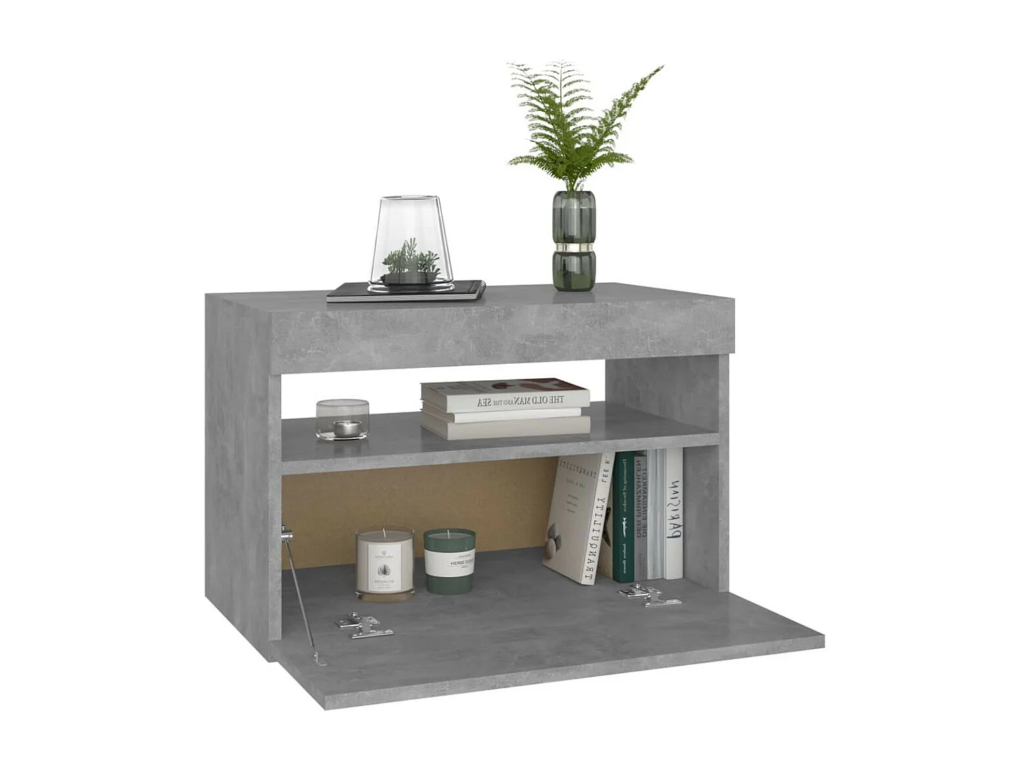 Chevet avec lumières LED 2 pcs Gris béton 60x35x40