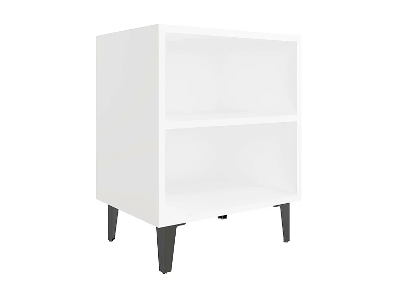 Table de chevet avec pieds en métal Blanc 40x30x50 2