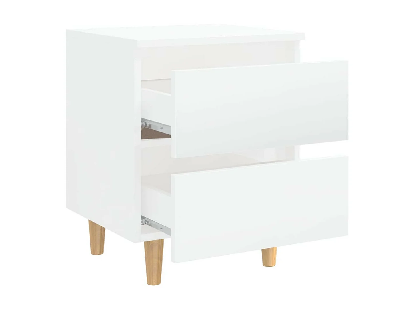 Tables de chevet pieds en pin 2 pcs Blanc brillant 40x35x50