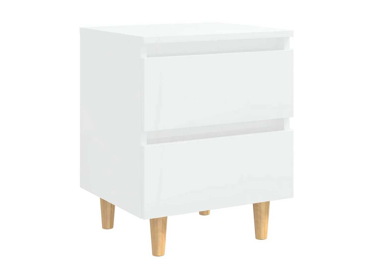 Tables de chevet pieds en pin 2 pcs Blanc brillant 40x35x50