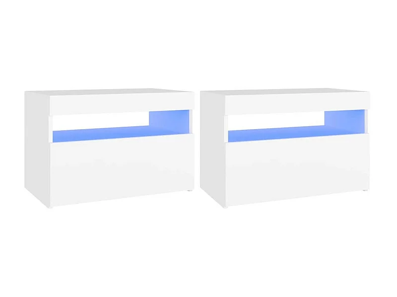 Chevet avec lumières LED 2 pcs Blanc 60x35x40