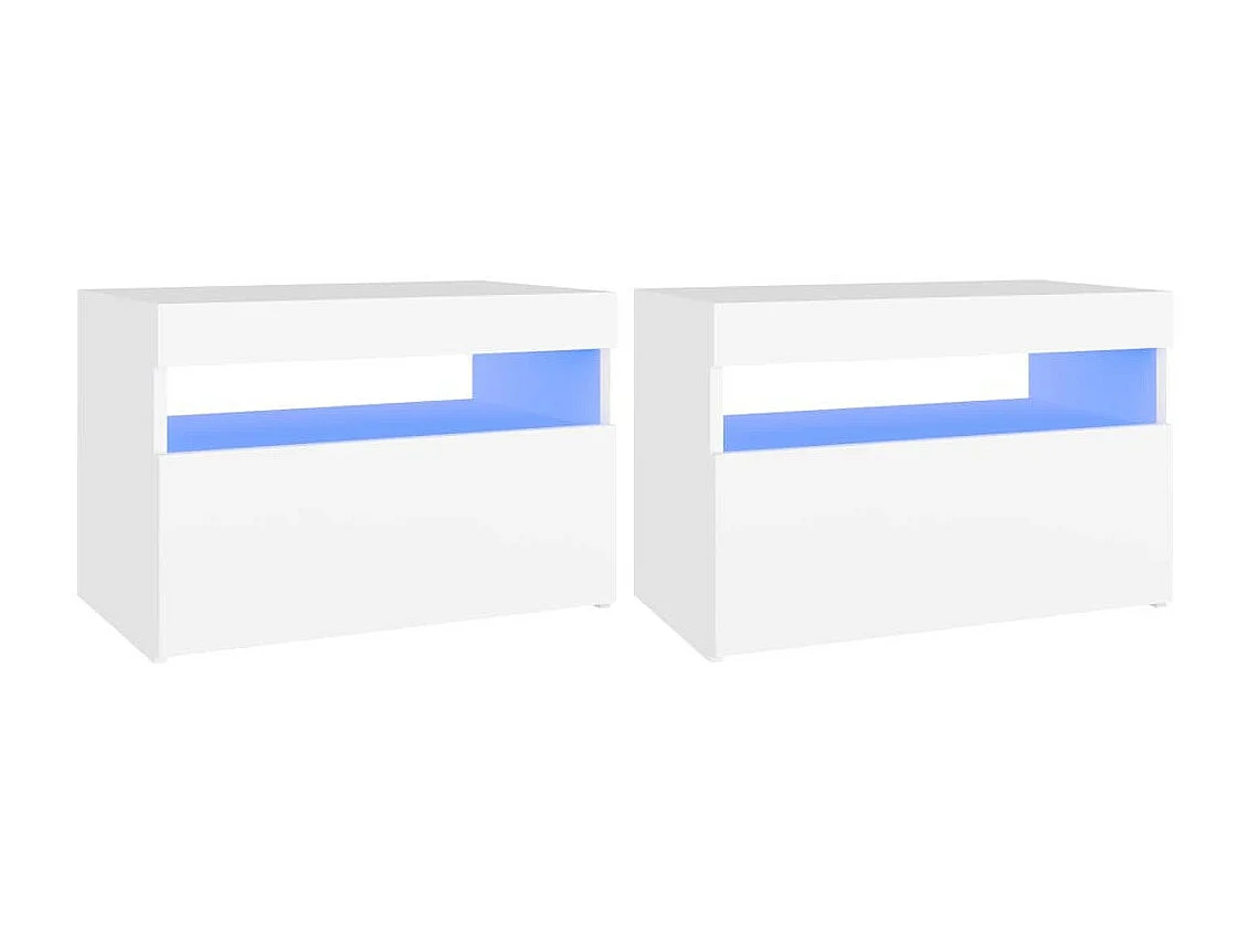 Chevet avec lumières LED 2 pcs Blanc 60x35x40