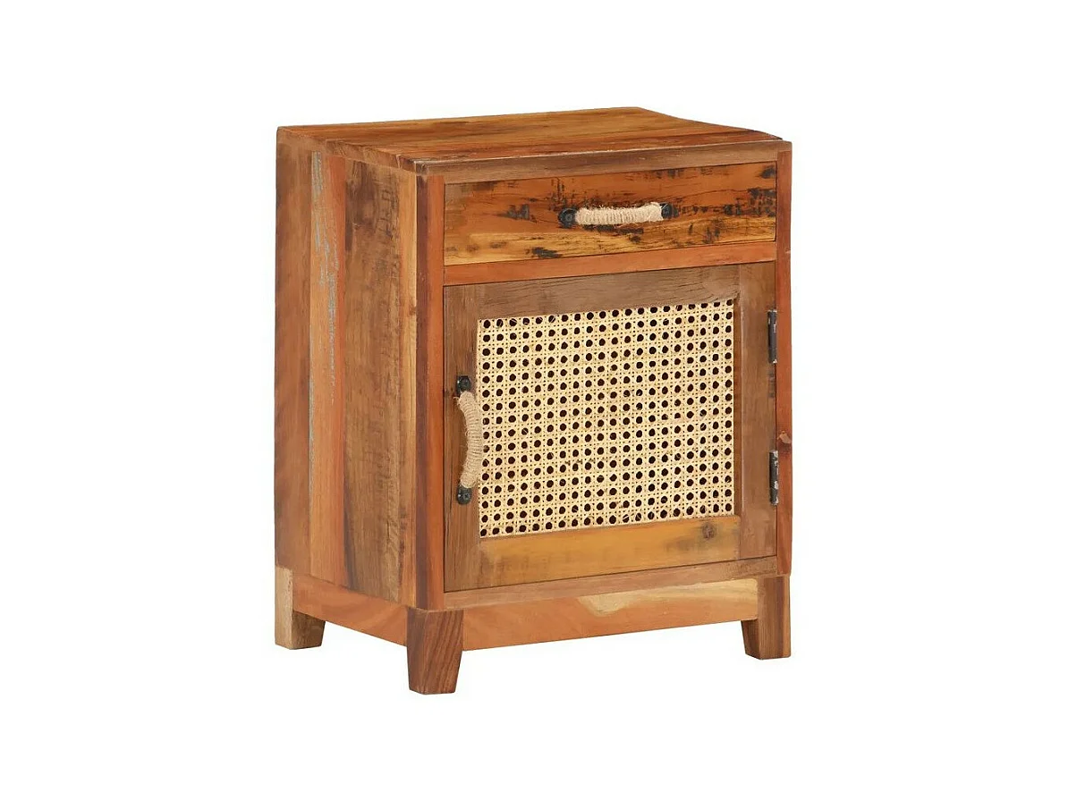 Table de chevet 1 porte 1 tiroir bois de récupération Ibad