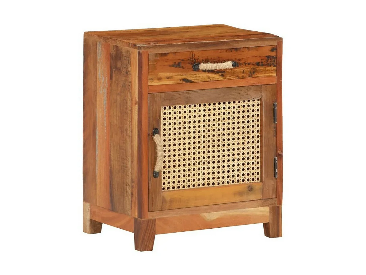 Table de chevet 1 porte 1 tiroir bois de récupération Ibad