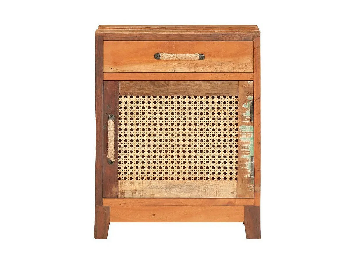 Table de chevet 1 porte 1 tiroir bois de récupération Ibad