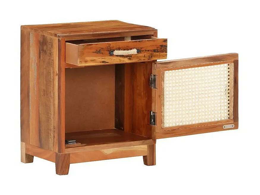 Table de chevet 1 porte 1 tiroir bois de récupération Ibad