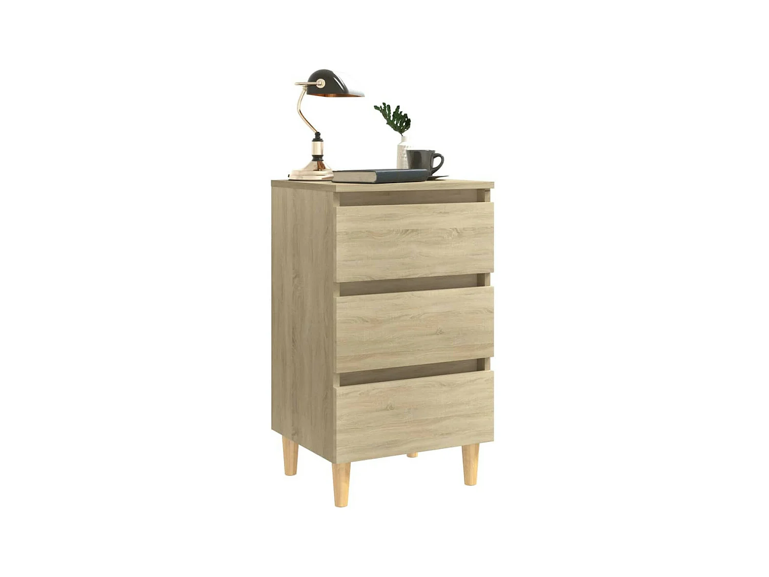 Nachtkastje met houten poten 40x35x69 cm sonoma eikenkleurig