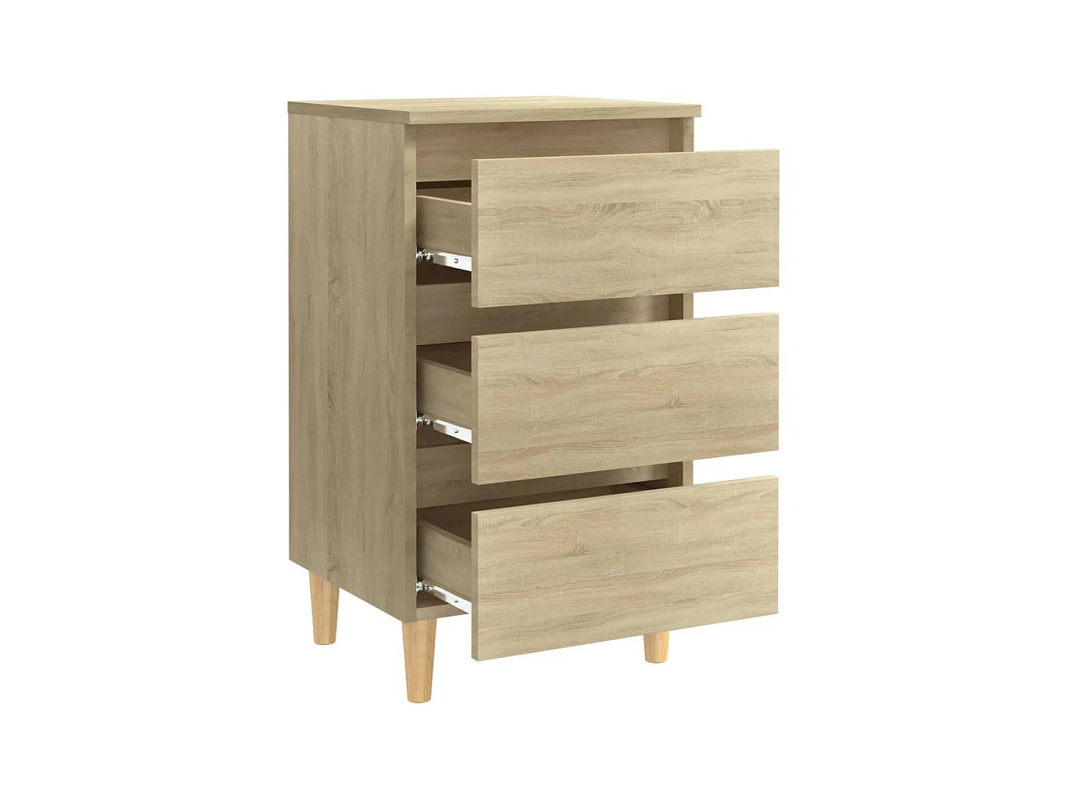 Nachtkastje met houten poten 40x35x69 cm sonoma eikenkleurig