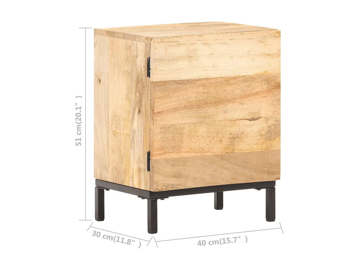Table de chevet 40x30x51 Bois de manguier solide