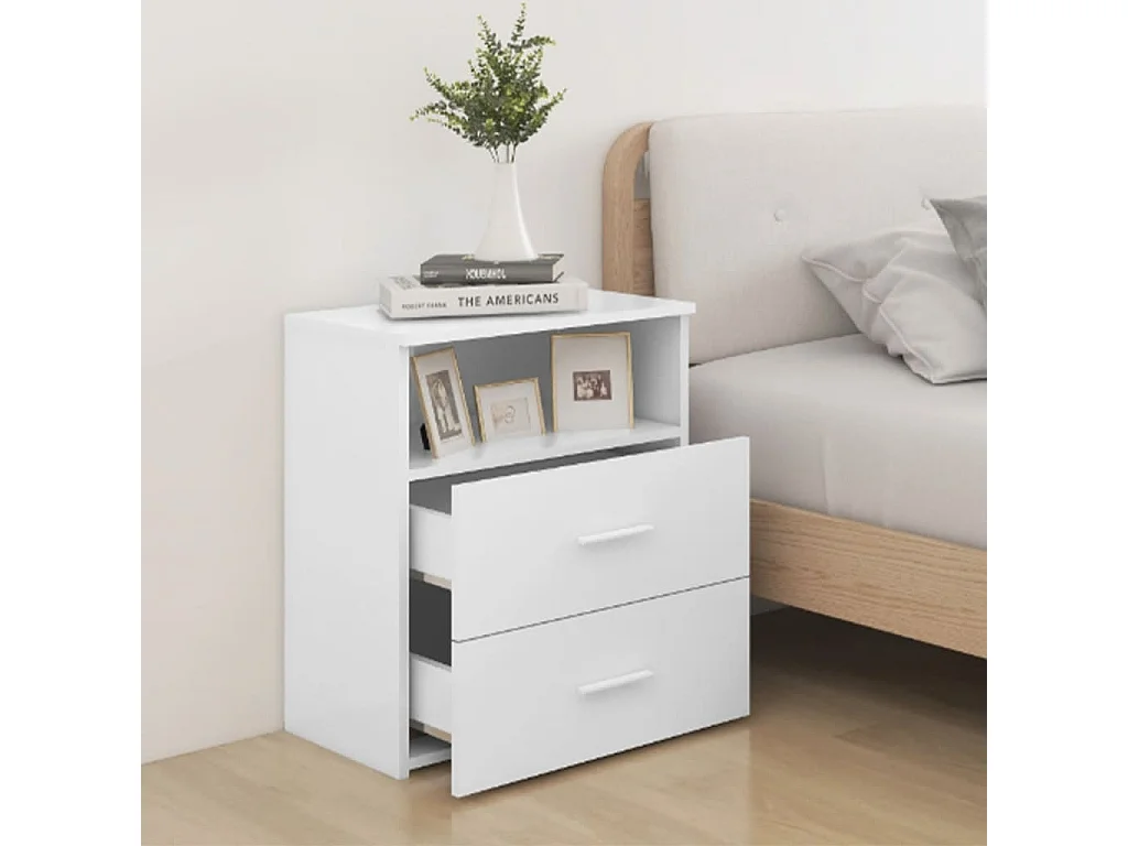 Tables de chevet 2 pcs Blanc 50x32x60