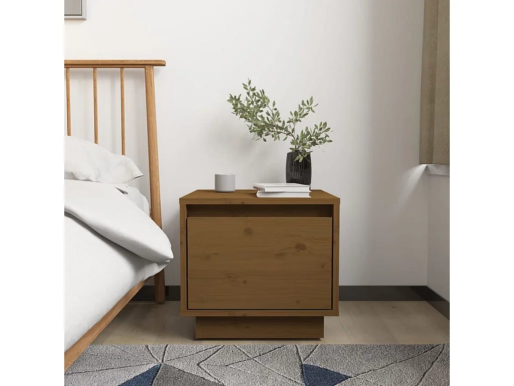 Tables de chevet 2pcs Marron miel 35x34x32 Bois de pin solide