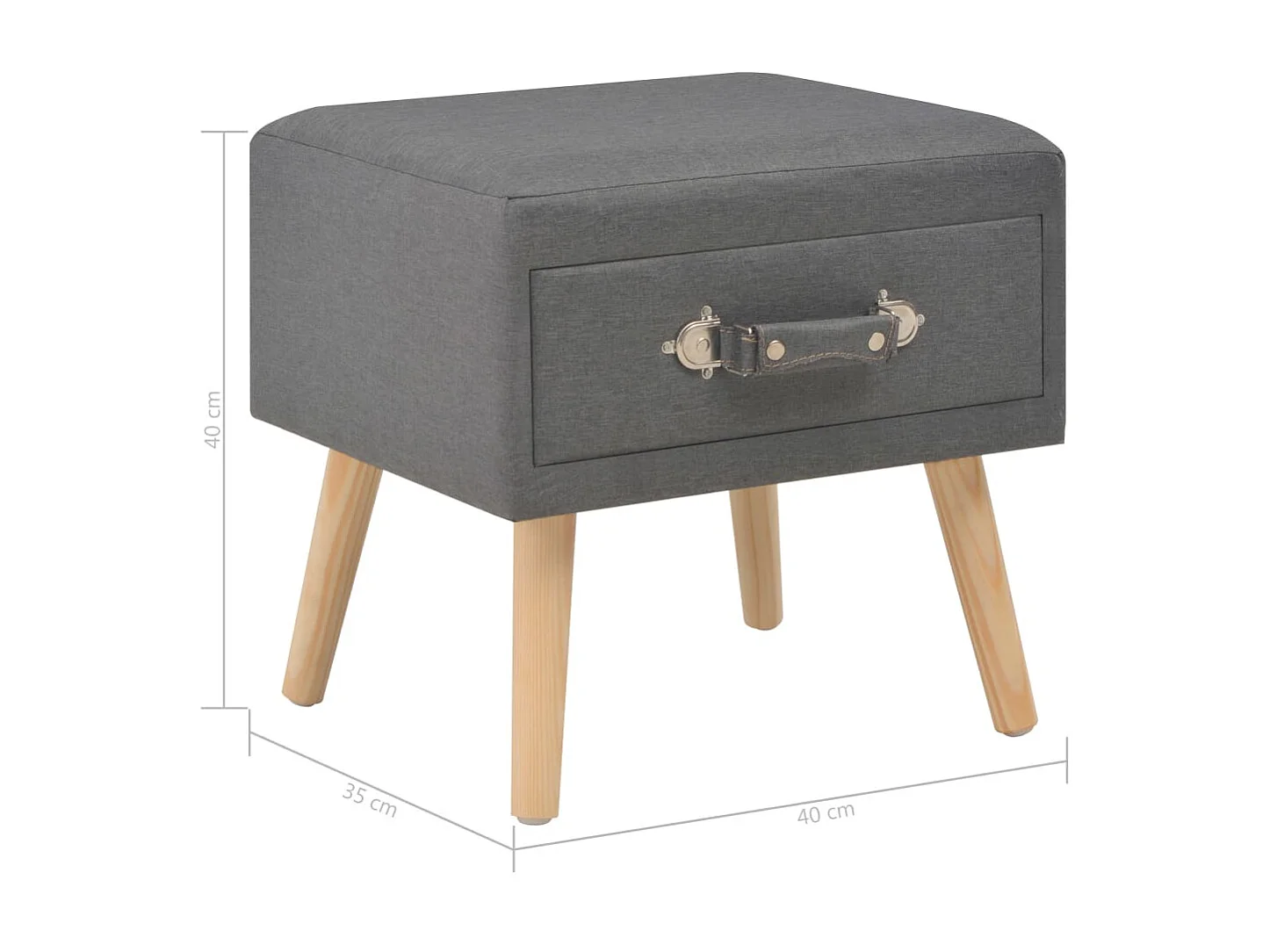 Table de chevet Gris foncé 40x35x40 Tissu