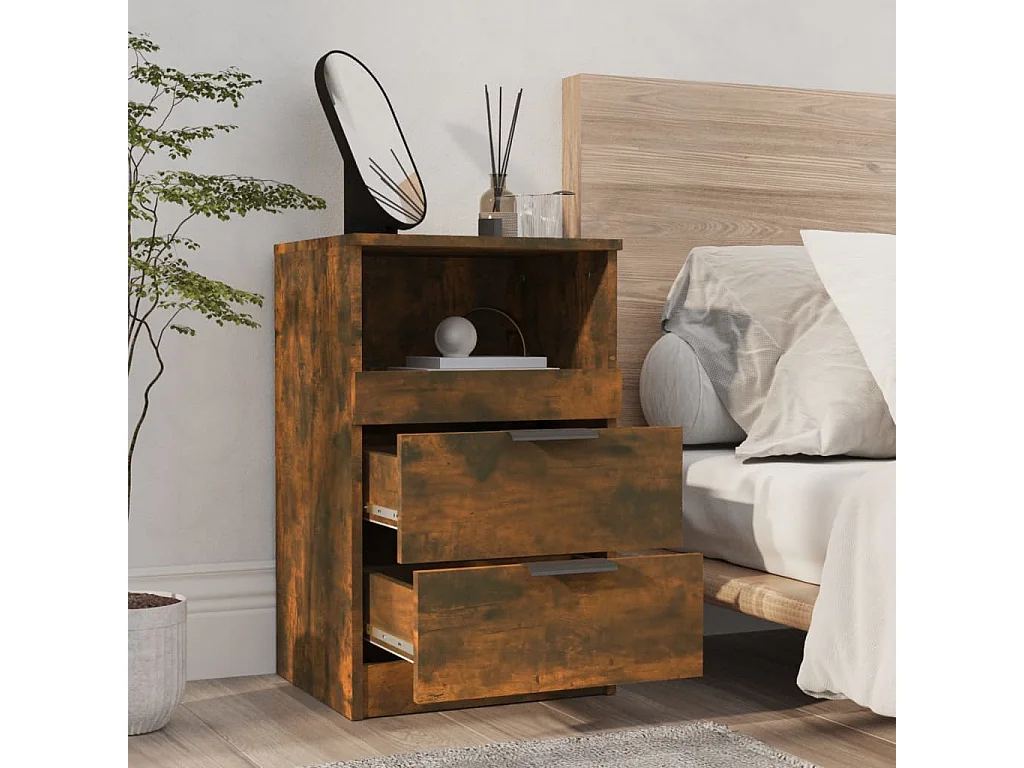 Tables de chevet 2 pcs Chêne fumé Bois d'ingénierie