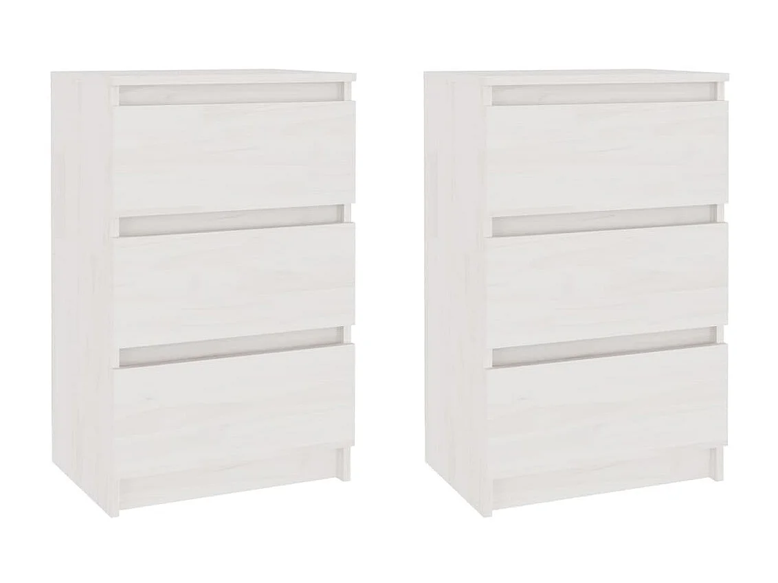 Tables de chevet 2 pcs Blanc 40x29,5x64 Bois de pin solide