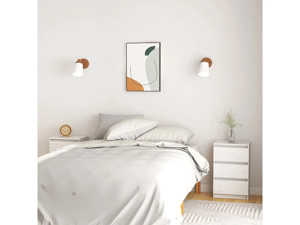 Tables de chevet 2 pcs Blanc 40x29,5x64 Bois de pin solide