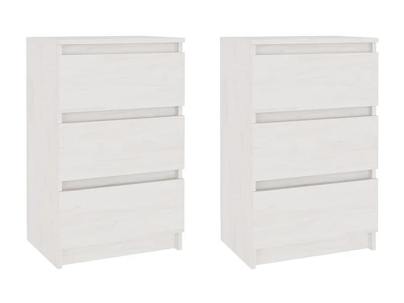 Tables de chevet 2 pcs Blanc 40x29,5x64 Bois de pin solide