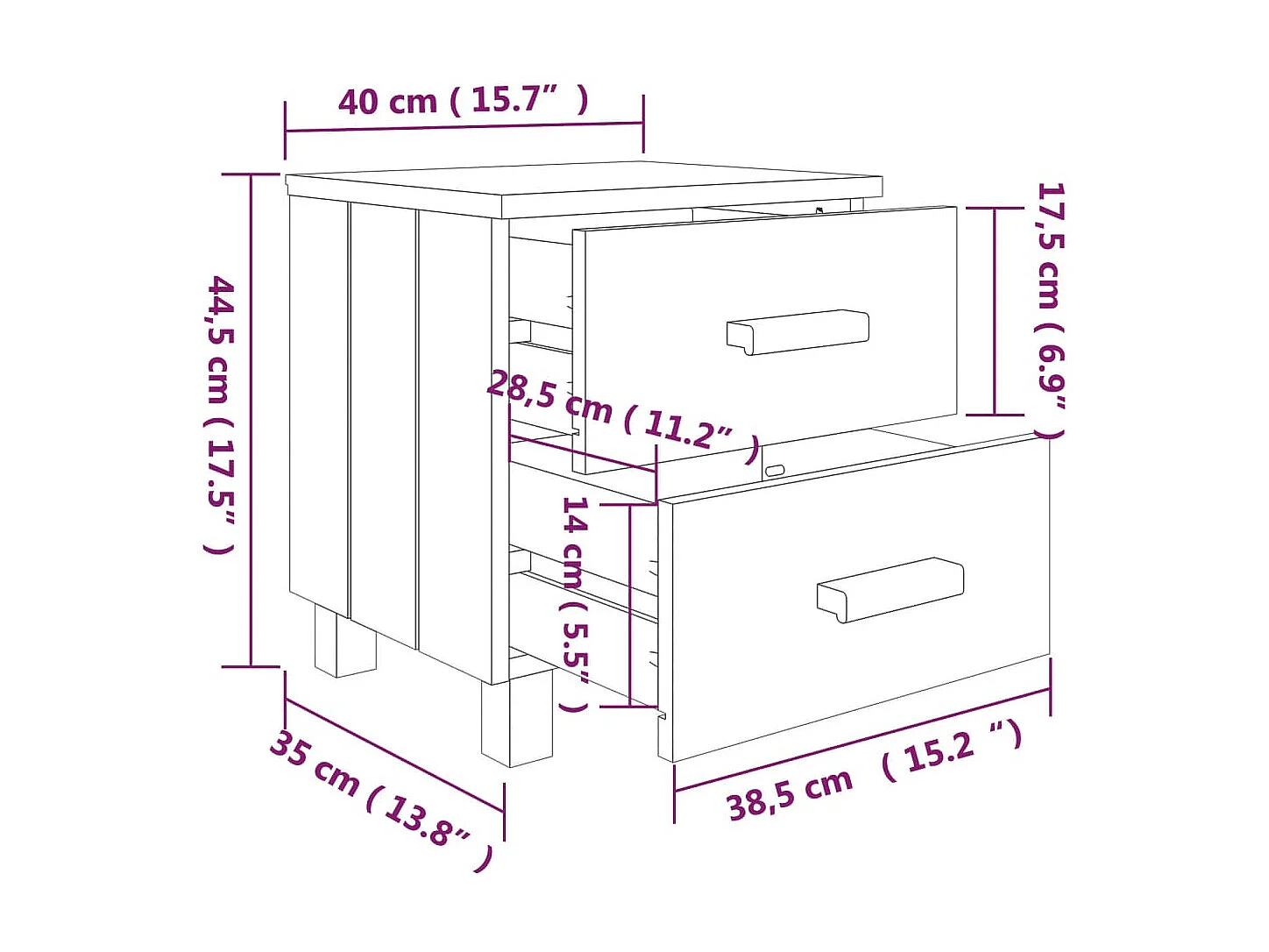 Tables de chevet 2 pcs Marron miel 40x35x44,5 Bois de pin