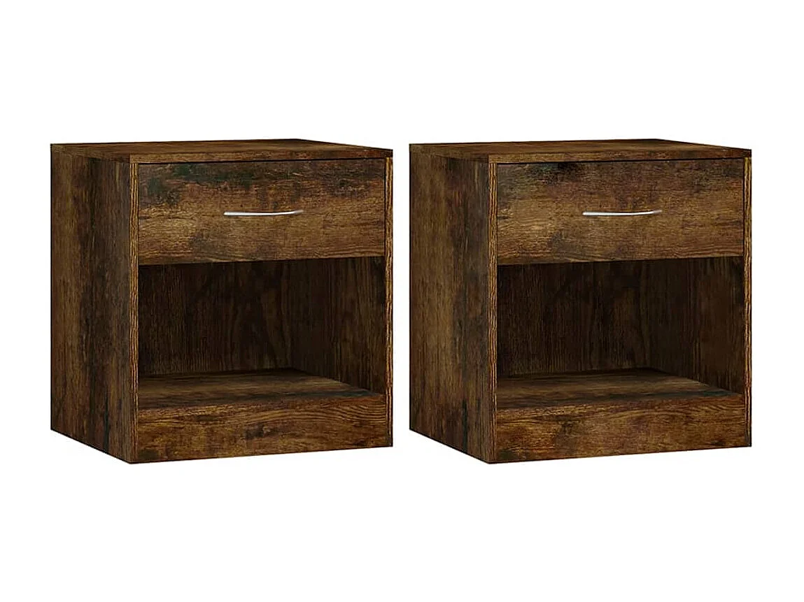 Tables de chevet 2 pcs avec tiroir Chêne fumé