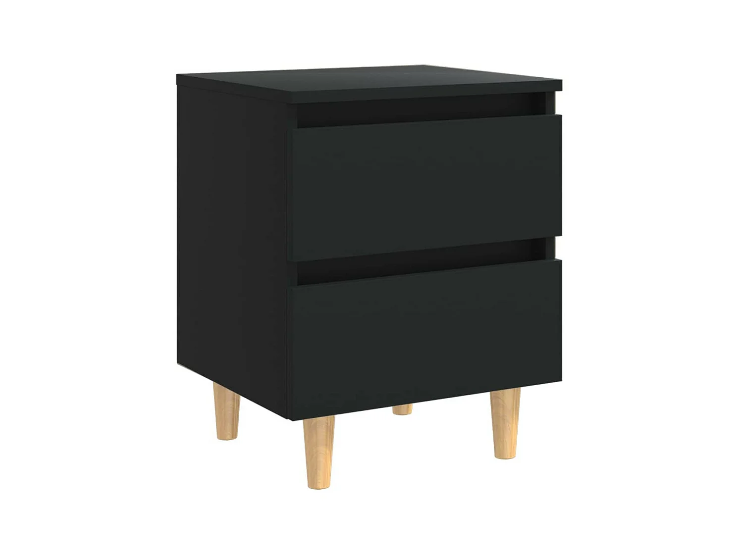 Table de chevet avec pieds en pin Noir 40x35x50