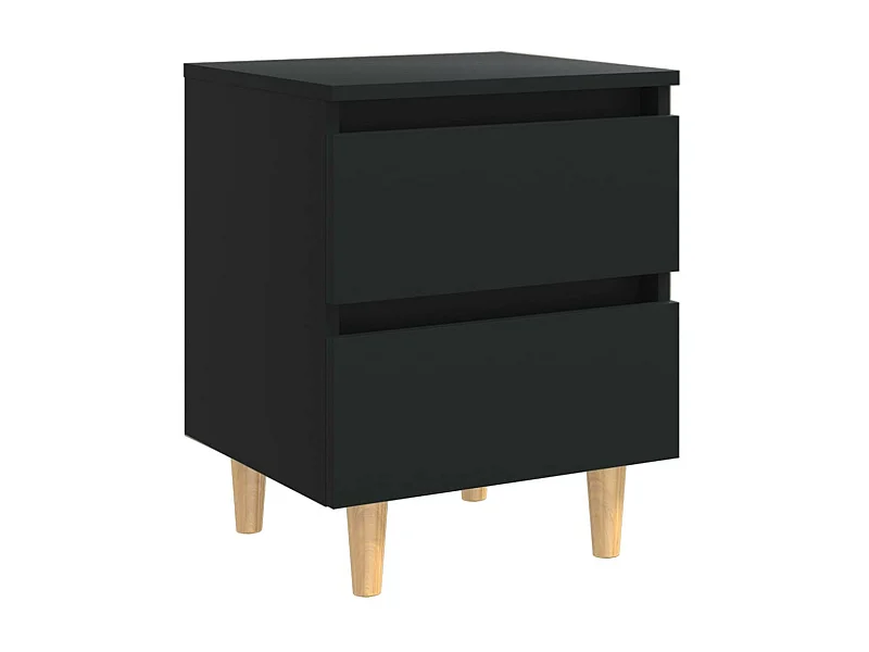 Table de chevet avec pieds en pin Noir 40x35x50