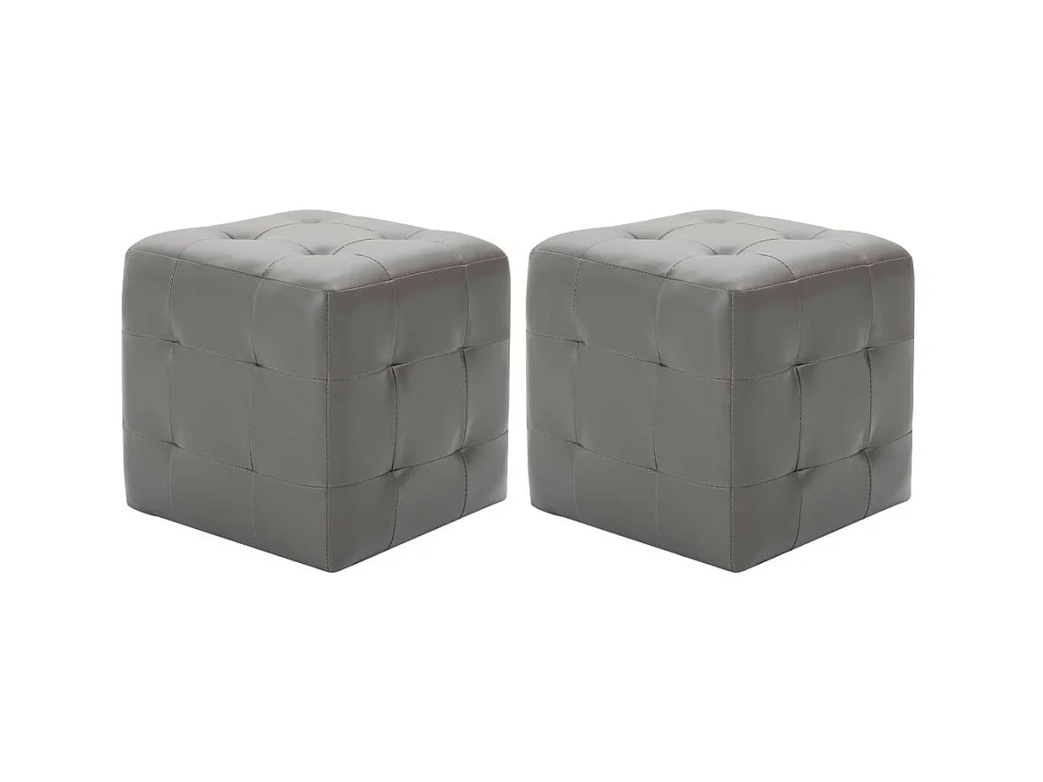 2 pcs Tables de chevet Gris 30x30x30 Similicuir