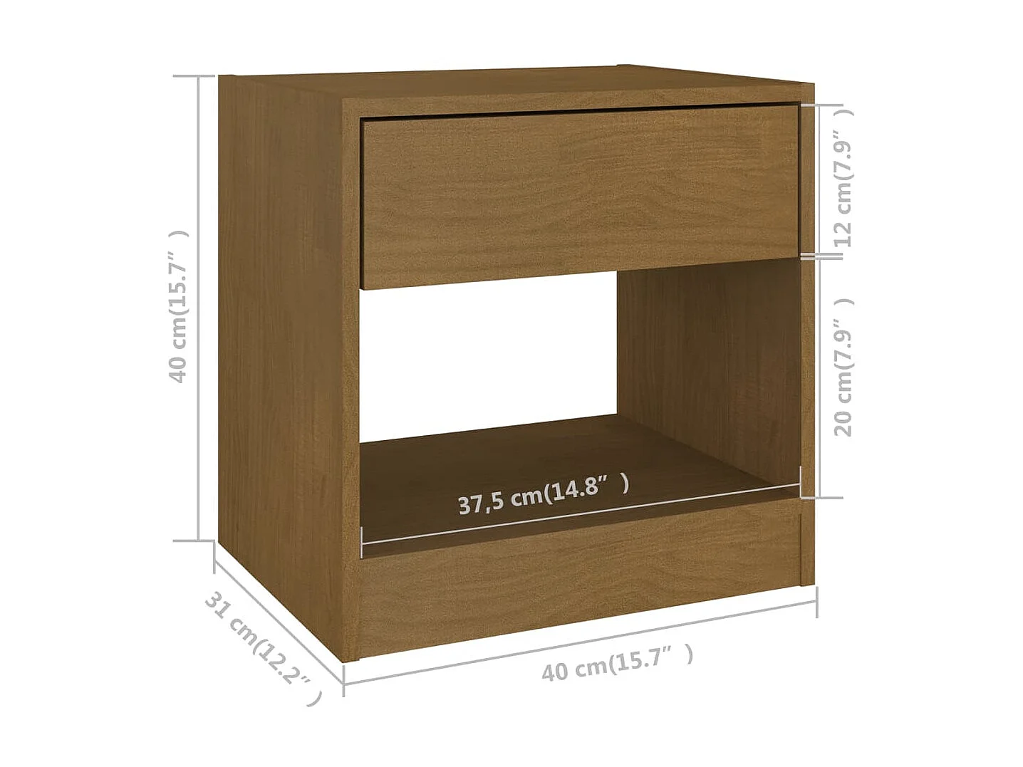 Table de chevet Marron miel 40x31x40 Bois de pin massif