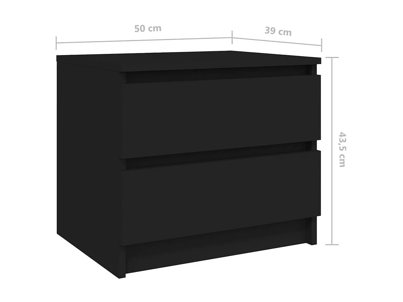 Table de chevet Noir 50x39x43,5