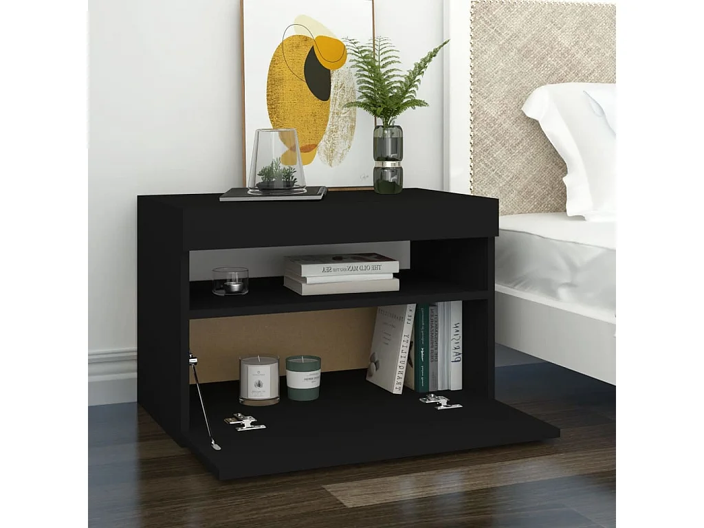 Tables de chevet à LED 2 pcs Noir 60x35x40