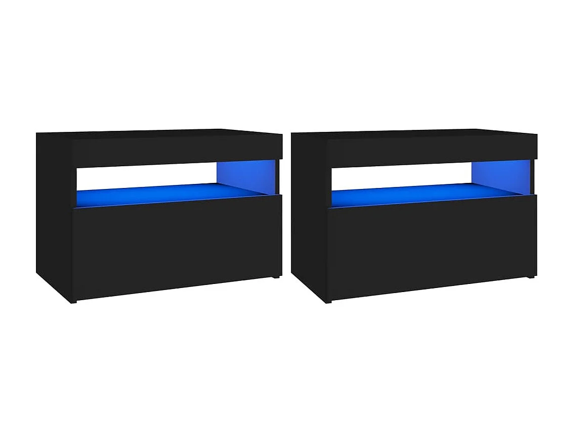 Tables de chevet à LED 2 pcs Noir 60x35x40
