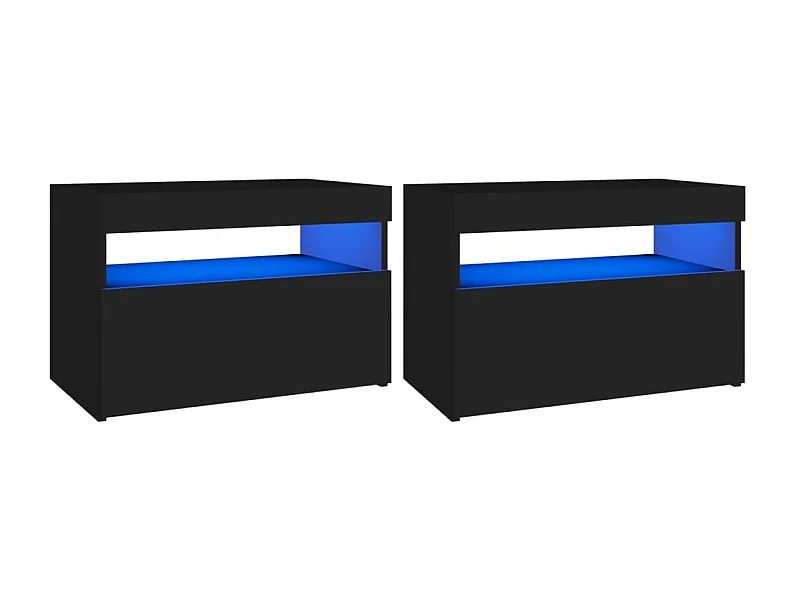 Tables de chevet à LED 2 pcs Noir 60x35x40