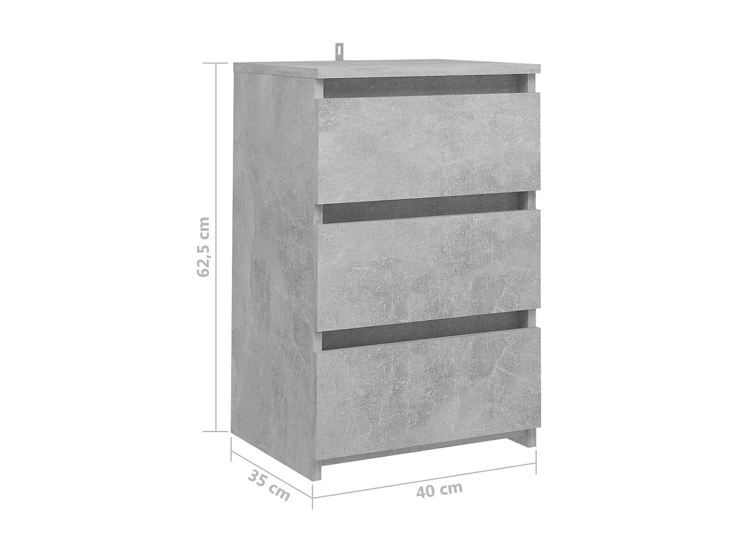 Table de chevet Gris béton 40x35x62,5