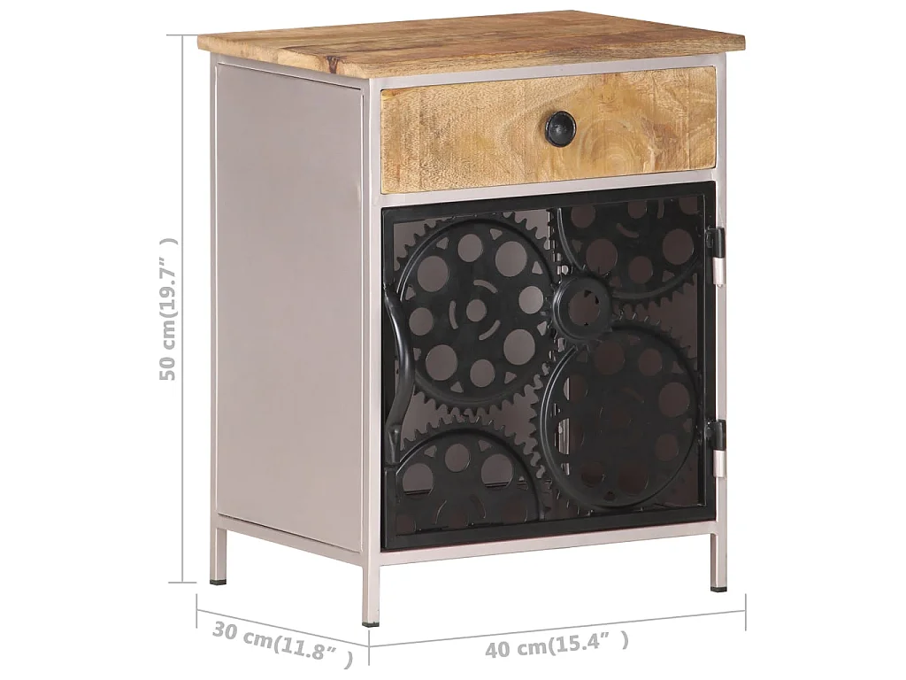 Table de chevet 40x30x50 Bois de manguier brut 2