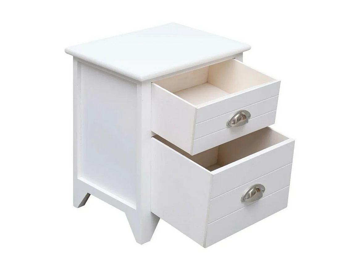 Table de chevet 2 tiroirs paulownia massif blanc Alifa