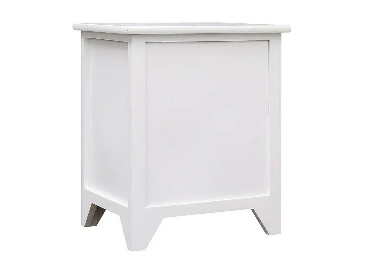 Table de chevet 2 tiroirs paulownia massif blanc Alifa