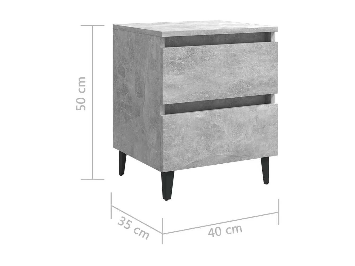 Tables de chevet 2 pcs Gris béton 40x35x50