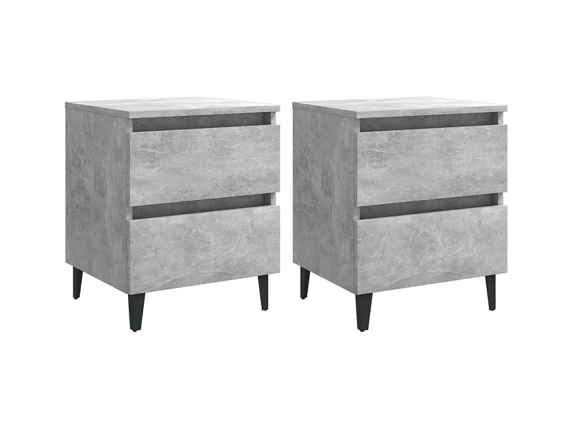 Tables de chevet 2 pcs Gris béton 40x35x50