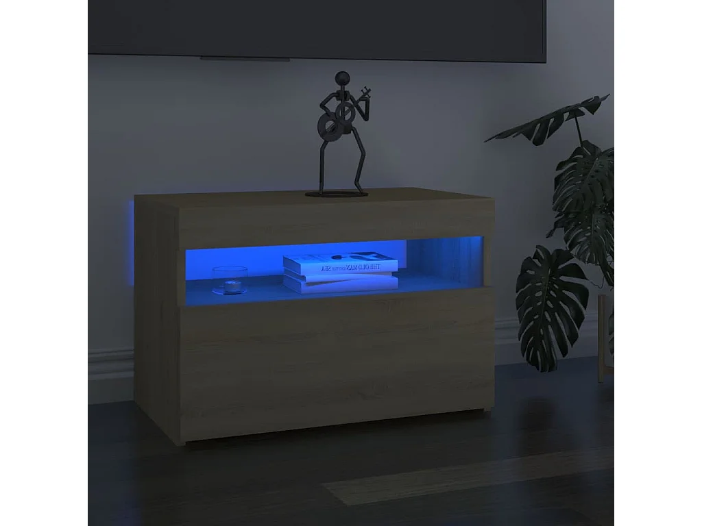 Chevet avec lumières LED Chêne sonoma 60x35x40